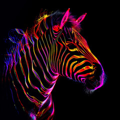 Fototapeta na wymiar A zebra with colorful stripes