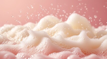 Obraz premium Soft pink bubble foam texture for skincare and cleansing beauty backgrounds