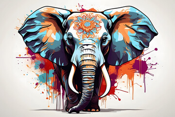 An illustration of a majestic elephant walking in the wild, captured in vector format - obrazy, fototapety, plakaty