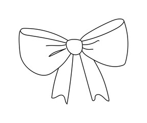 Hand drawn Ribbon bow outline vector illustration for decoration