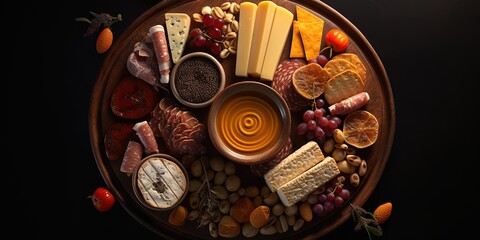 various varieties of cheese and very delicious pieces of cheese on the table - obrazy, fototapety, plakaty
