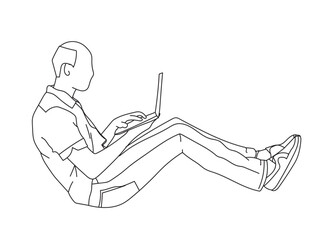 Man, Boy Line Drawing Ai, EPS, SVG, PNG, JPG zip file