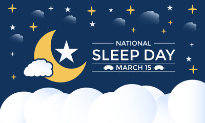 National Sleep Awareness day Observed every year of March. Banner poster, flyer background design.