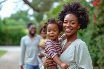 A close-up of a lovely family, concentrating on the joyful interaction between mother and child - obrazy, fototapety, plakaty