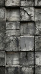 Concrete block, light background. Concrete cube on a plain background. Textured abstract still life composition with cube.