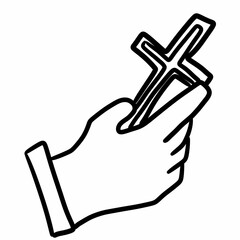 hand with cross icon, line style