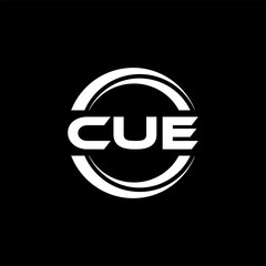 CUE letter logo design with black background in illustrator, vector logo modern alphabet font overlap style. calligraphy designs for logo, Poster, Invitation, etc.