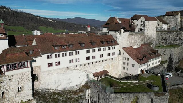 Aarburg Aargau Switzerland castle tourist attraction aerial