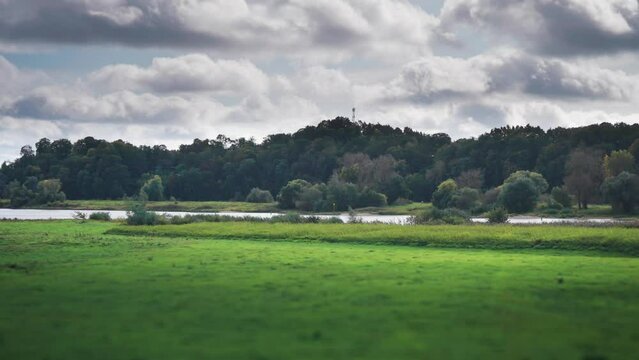 The pastoral and calm landscape of rural Germany along the banks of Elbe river.