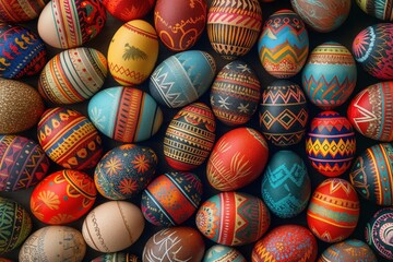 colorful easter eggs --chaos 60 --ar 3:2 --style raw --stylize 700 --v 6 Job ID: ee1232c0-7471-407a-b10f-dfee75ea862e - obrazy, fototapety, plakaty