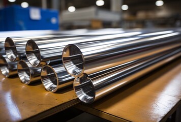 a group of shiny metal pipes