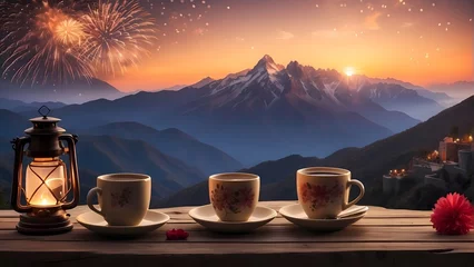 Fotobehang cup of hot tea © AI STOCK
