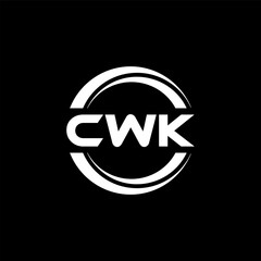 CWK letter logo design with black background in illustrator, vector logo modern alphabet font overlap style. calligraphy designs for logo, Poster, Invitation, etc.