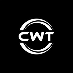 CWT letter logo design with black background in illustrator, vector logo modern alphabet font overlap style. calligraphy designs for logo, Poster, Invitation, etc.