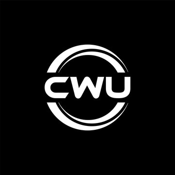 CWU letter logo design with black background in illustrator, vector logo modern alphabet font overlap style. calligraphy designs for logo, Poster, Invitation, etc.