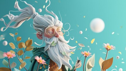 Obraz premium Cartoon digital avatars of Wind Wizard