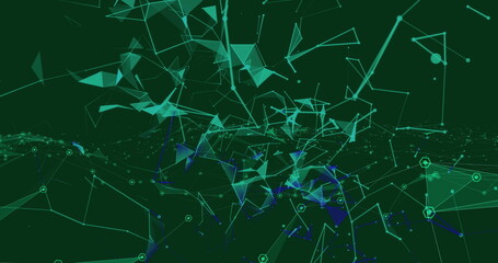 Image of network of connections floating on green background