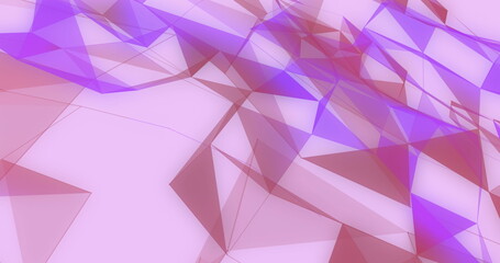 Image of network of connections floating on pink and purple background