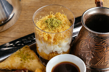 Turkish coffee and desserts in Turkish dishes