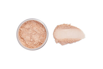 Face powder stroke isolated on white background