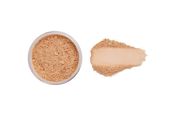 Face powder stroke isolated on white background