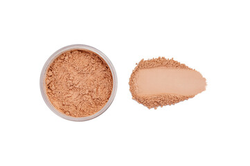 Face powder stroke isolated on white background