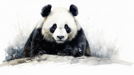 Obraz premium Endangered animal, watercolor illustration of a giant panda, isolated on a white background