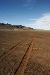 Tyre tracks damaging fragile landscape