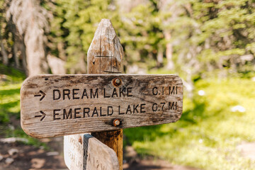 Trail Sign in Rocky Mountain National Park in Colorado