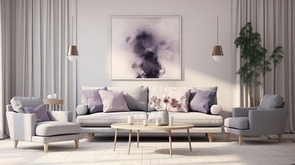 Scandinavian elegance, interior of modern elegant living room 