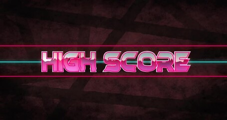 Animation of high score text over black lines - Powered by Adobe