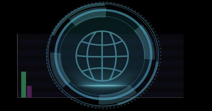 Animation of globe and cyber security text over diagrams