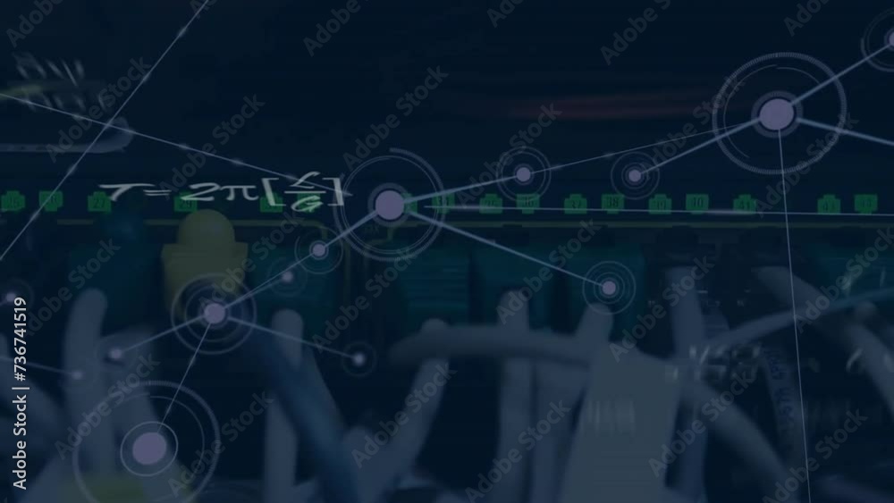 Poster animation of mathematical data processing over computer servers