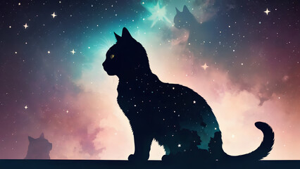 silhouette of a cat and star