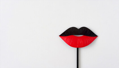  2 tones red, black lips Kiss, space to write.