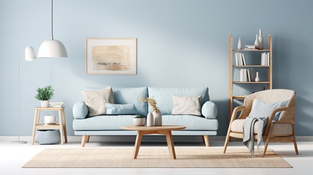 Interior design of modern elegant living room inspired by luxurious palette 