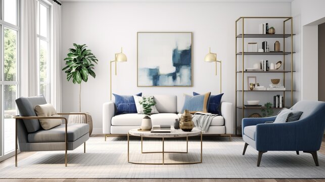 Living room interior inspired by luxurious palette 