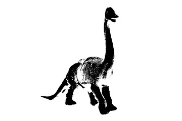 black dinosaur silhouette isolated on white background, model of dinosaurs toys