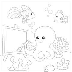 coloring octopus drawing
