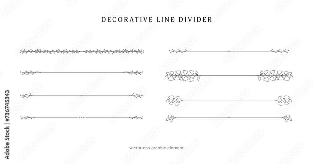 Poster nature floral vine line divider for text layout separator decoration vector element set
