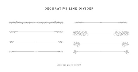 nature floral vine line divider for text layout separator decoration vector element set