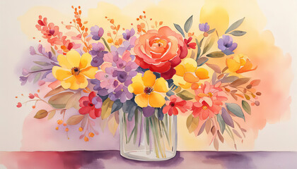 Beautiful summer flowers in a vase digital art