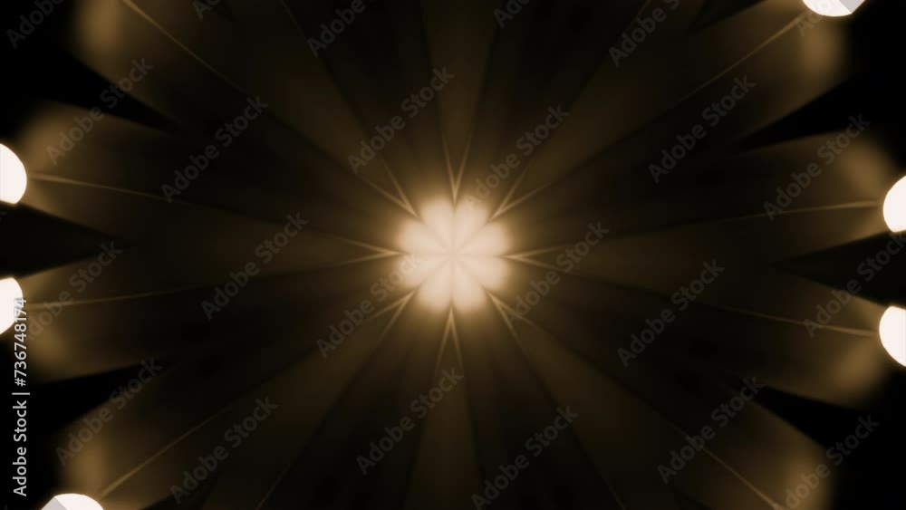 Poster pulsating hypnotic animation in center. design. dark background rays with pulsating luminous pulses.