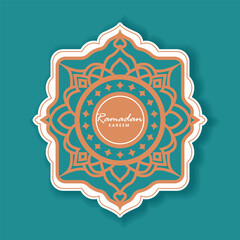 Green background Ramadan Kareem Greeting Card Design
