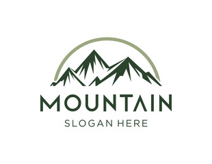 The logo design is about Mountain and was created using the Corel Draw 2018 application with a white background.