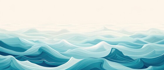 Sea wavy abstract frame background, Water waves, travel relax concept. Vector illustration