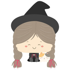 girl with hat and sleepy cat