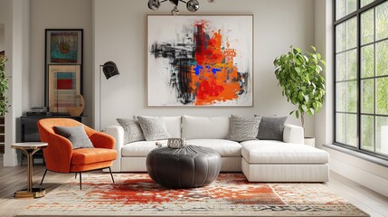 Modern luxury living room interior inspired by elegant palette 