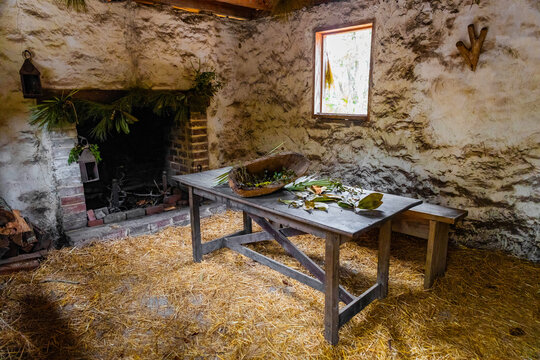 Interior view of a vintage medieval country house