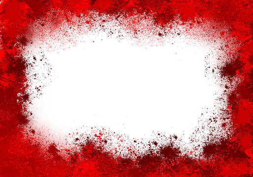 transparent realistic red paint and ink splash frame